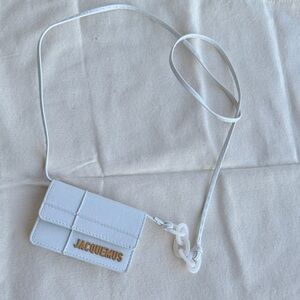 Jacquemus white leather cardholder crossbody with gold logo
